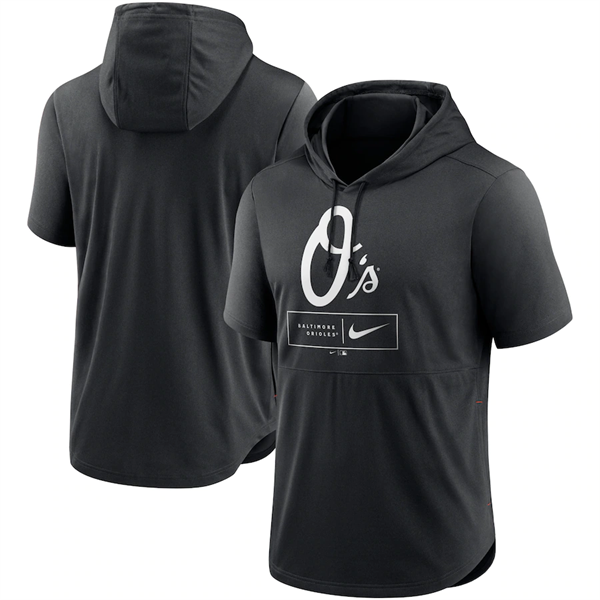 Men's Baltimore Orioles Black Short Sleeve Pullover Hoodie